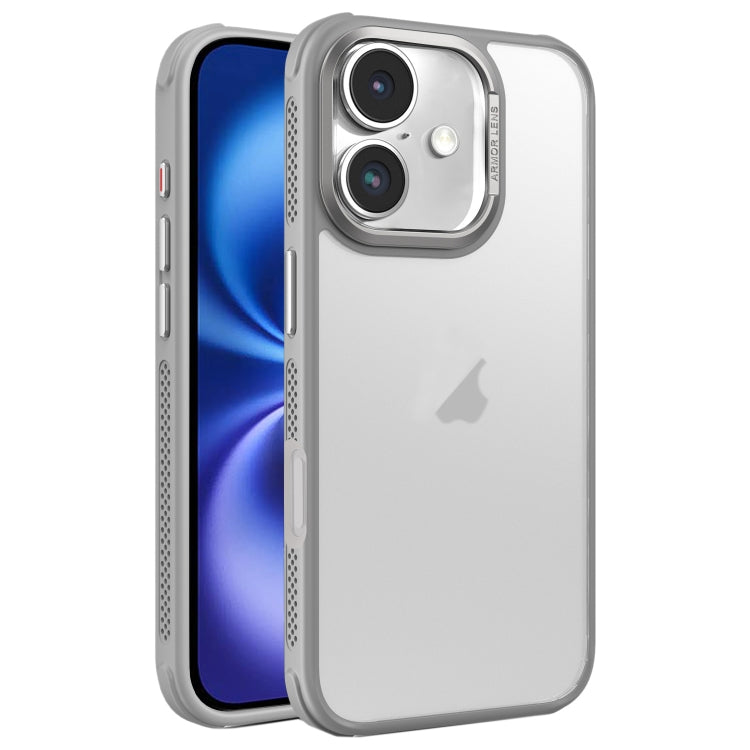 Hardware Side Cooling Skin Feel Frosted Metal Lens Frame Phone Case, For iPhone 16 Pro Max, For iPhone 16 Pro, For iPhone 16 Plus, For iPhone 16