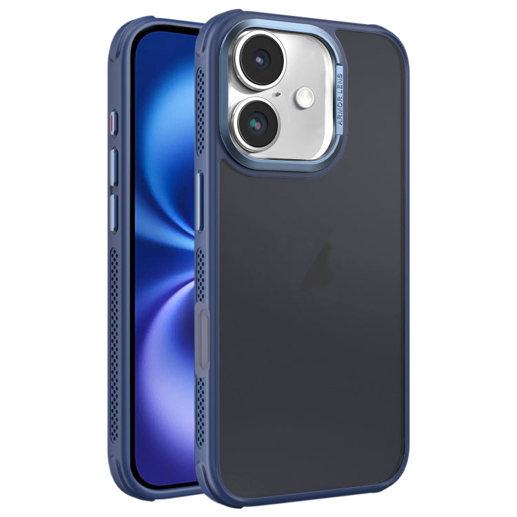 Hardware Side Cooling Skin Feel Frosted Metal Lens Frame Phone Case, For iPhone 16 Pro Max, For iPhone 16 Pro, For iPhone 16 Plus, For iPhone 16