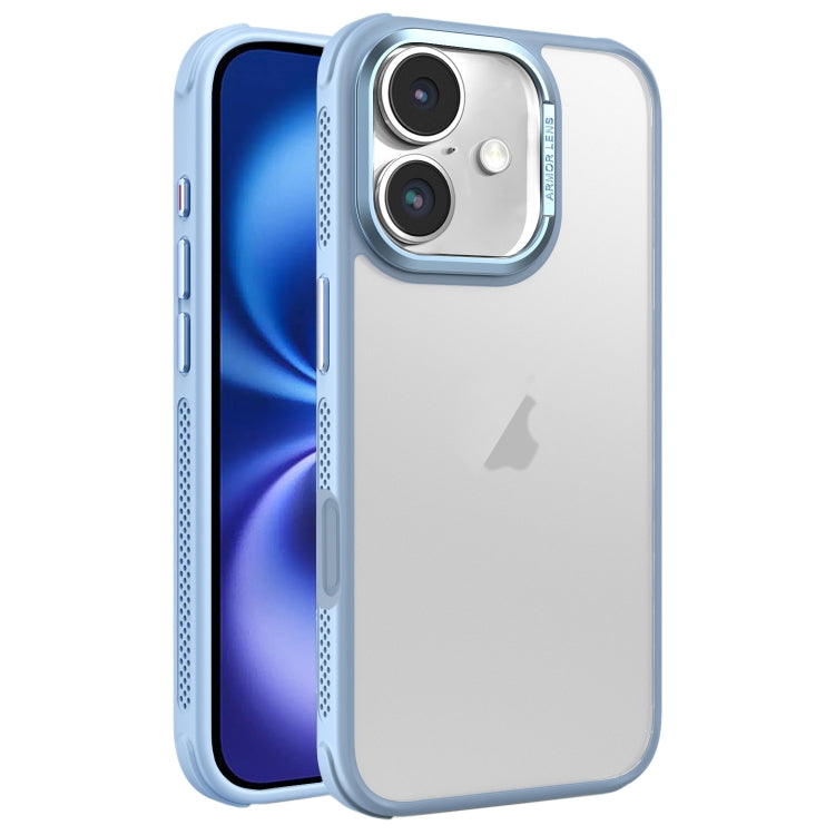 Hardware Side Cooling Skin Feel Frosted Metal Lens Frame Phone Case, For iPhone 16 Pro Max, For iPhone 16 Pro, For iPhone 16 Plus, For iPhone 16