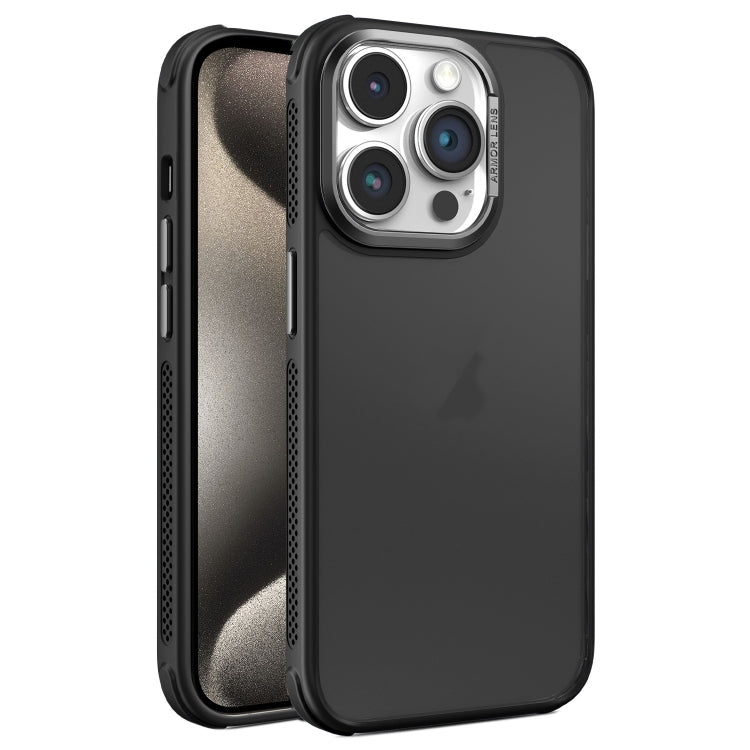 Hardware Side Cooling Skin Feel Frosted Metal Lens Frame Phone Case, For iPhone 15 Pro Max, For iPhone 15 Pro, For iPhone 15 Plus, For iPhone 15