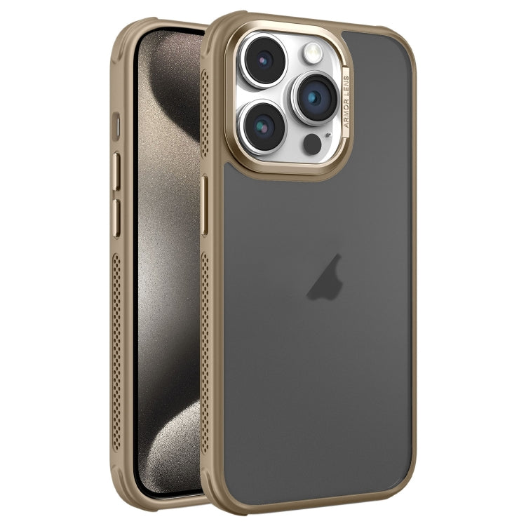 Hardware Side Cooling Skin Feel Frosted Metal Lens Frame Phone Case, For iPhone 15 Pro Max, For iPhone 15 Pro, For iPhone 15 Plus, For iPhone 15