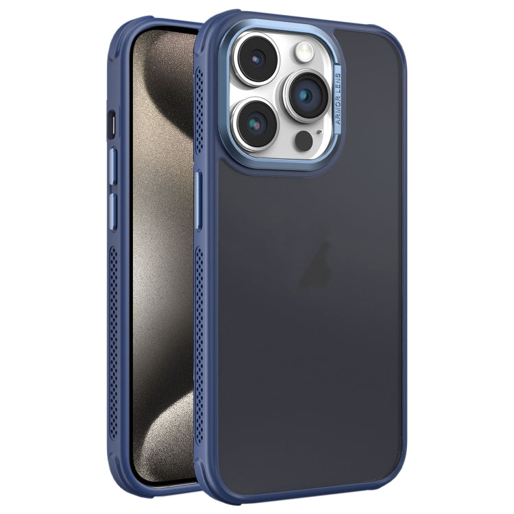 Hardware Side Cooling Skin Feel Frosted Metal Lens Frame Phone Case, For iPhone 15 Pro Max, For iPhone 15 Pro, For iPhone 15 Plus, For iPhone 15