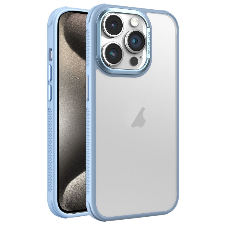 Hardware Side Cooling Skin Feel Frosted Metal Lens Frame Phone Case, For iPhone 15 Pro Max, For iPhone 15 Pro, For iPhone 15 Plus, For iPhone 15