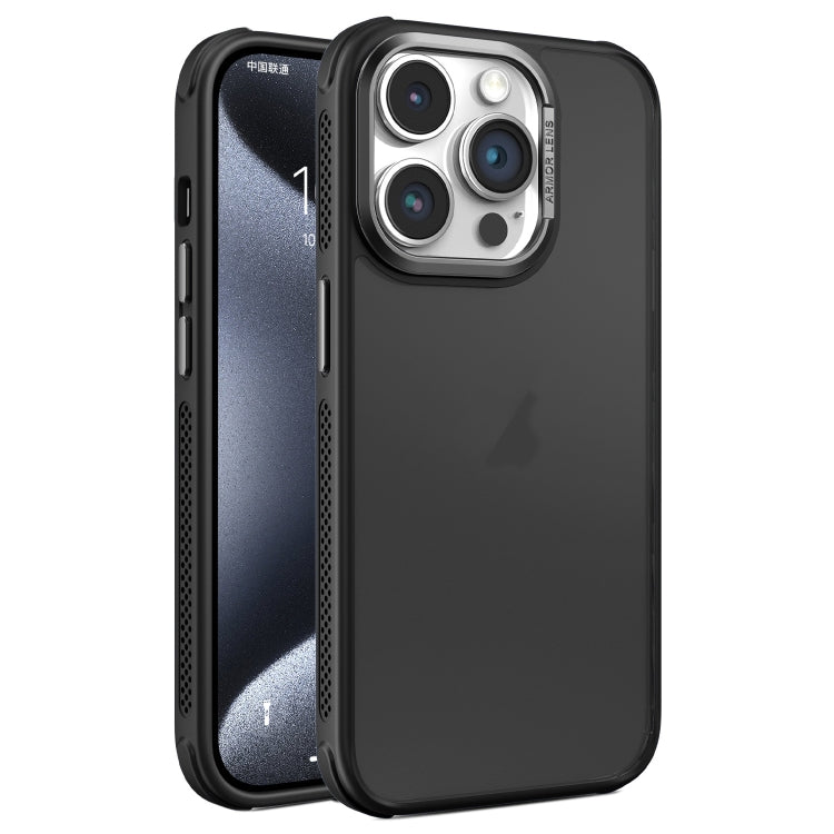 Hardware Side Cooling Skin Feel Frosted Metal Lens Frame Phone Case, For iPhone 15 Pro Max, For iPhone 15 Pro, For iPhone 15 Plus, For iPhone 15