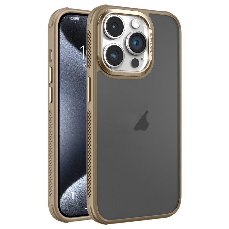 Hardware Side Cooling Skin Feel Frosted Metal Lens Frame Phone Case, For iPhone 15 Pro Max, For iPhone 15 Pro, For iPhone 15 Plus, For iPhone 15