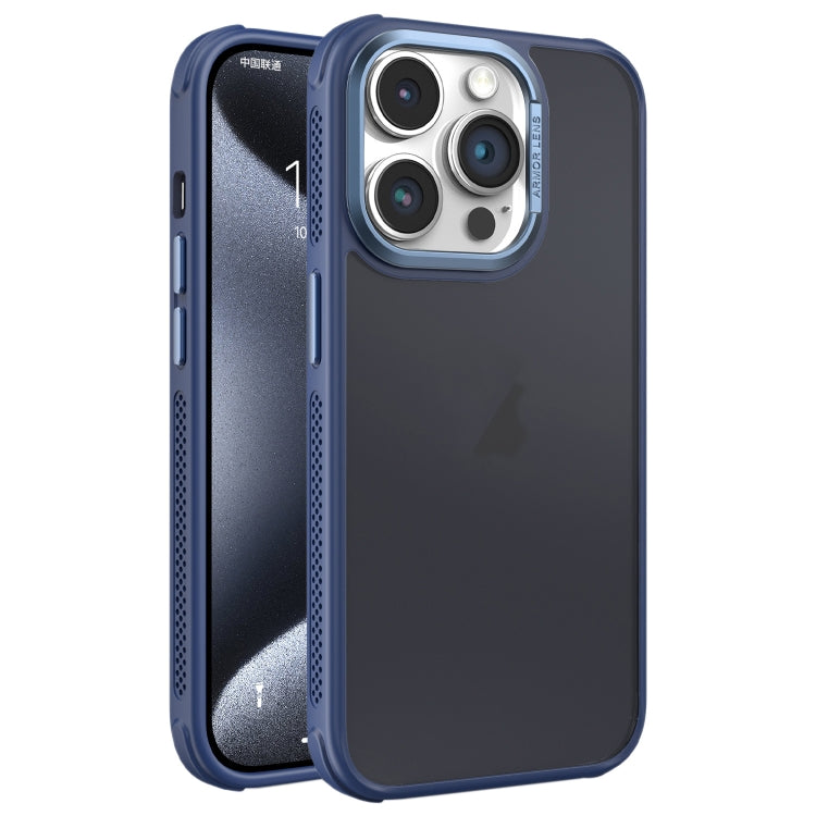 Hardware Side Cooling Skin Feel Frosted Metal Lens Frame Phone Case, For iPhone 15 Pro Max, For iPhone 15 Pro, For iPhone 15 Plus, For iPhone 15