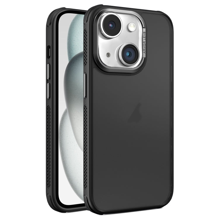 Hardware Side Cooling Skin Feel Frosted Metal Lens Frame Phone Case, For iPhone 15 Pro Max, For iPhone 15 Pro, For iPhone 15 Plus, For iPhone 15