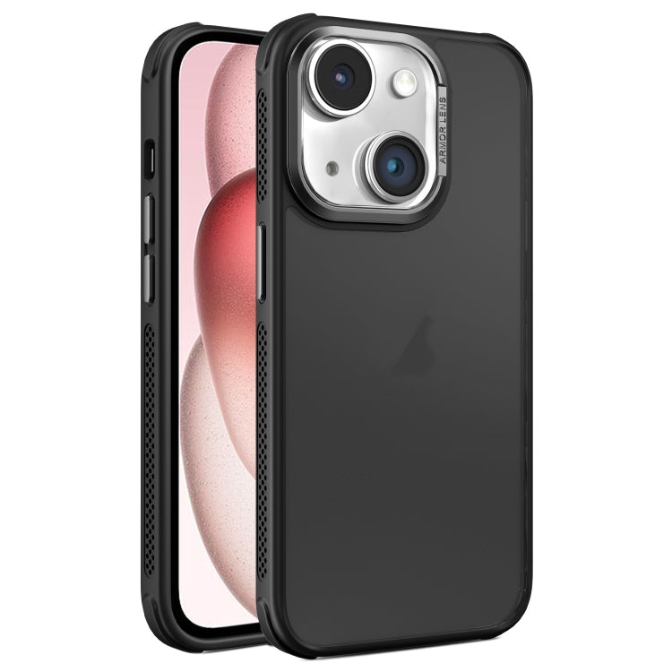 Hardware Side Cooling Skin Feel Frosted Metal Lens Frame Phone Case, For iPhone 15 Pro Max, For iPhone 15 Pro, For iPhone 15 Plus, For iPhone 15