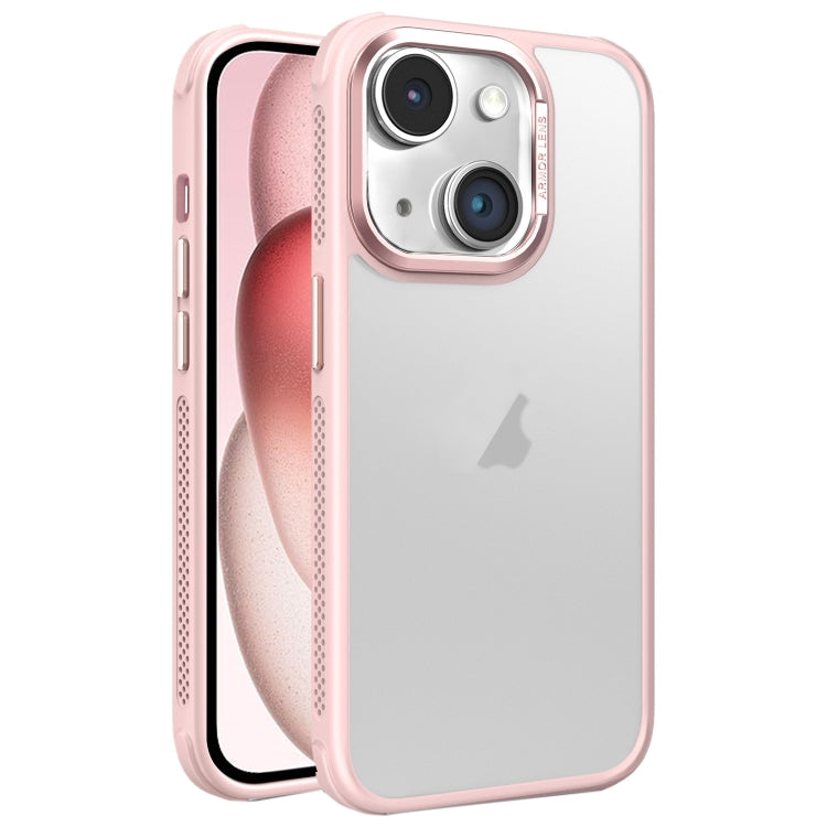 Hardware Side Cooling Skin Feel Frosted Metal Lens Frame Phone Case, For iPhone 15 Pro Max, For iPhone 15 Pro, For iPhone 15 Plus, For iPhone 15