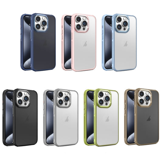 Hardware Side Cooling Skin Feel Frosted Metal Lens Frame Phone Case, For iPhone 15 Pro Max, For iPhone 15 Pro, For iPhone 15 Plus, For iPhone 15