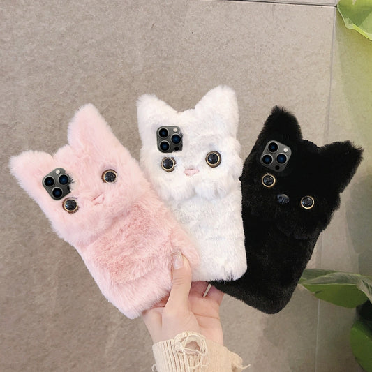 3D Cute Cat Plush Full Coverage Phone Case, For iPhone 14 Pro, For iPhone 14 Pro Max, For iPhone 13 Pro Max, For iPhone 13 Pro, For iPhone 13, For iPhone 13 mini, For iPhone 12, For iPhone 12 Pro Max, For iPhone 12 Pro, For iPhone 12 mini