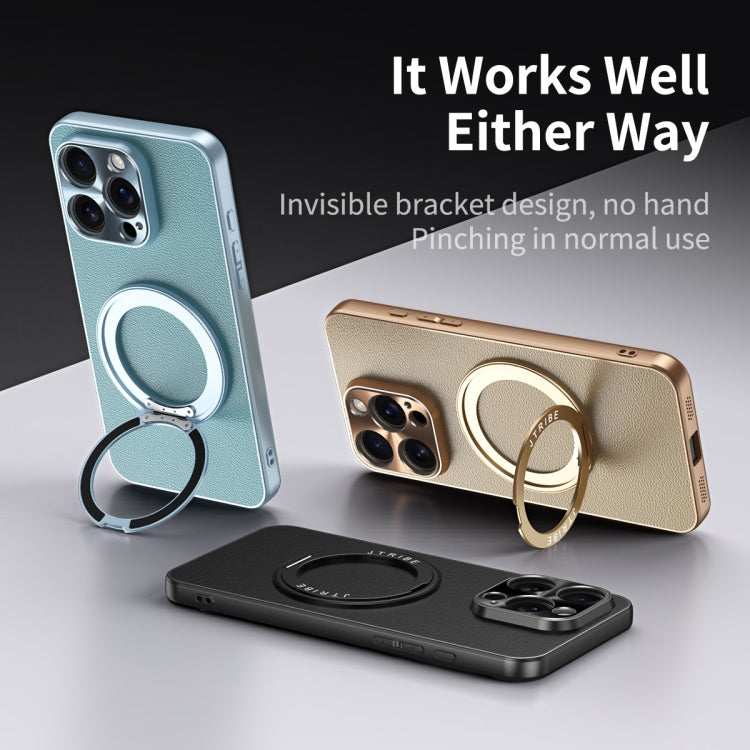 Plain Leather MagSafe Holder Phone Case, For iPhone 16 Pro Max, For iPhone 16 Pro, For iPhone 16