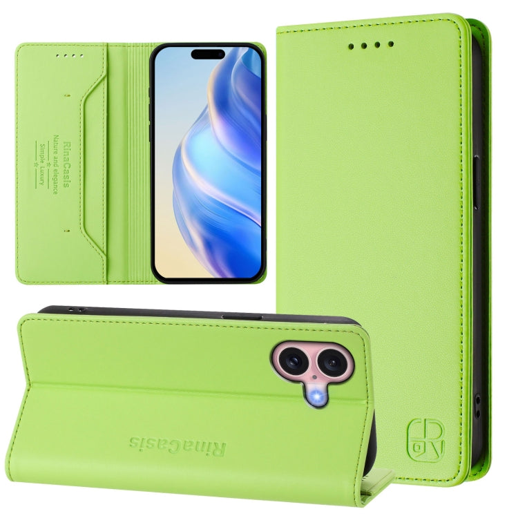 RC01 Dual-Folded Magnetic Suction RFID Leather Phone Case, For iPhone 16 Plus, For iPhone 16, For iPhone 15 Pro Max, For iPhone 15 Pro