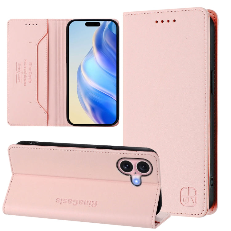 RC01 Dual-Folded Magnetic Suction RFID Leather Phone Case, For iPhone 16 Plus, For iPhone 16, For iPhone 15 Pro Max, For iPhone 15 Pro