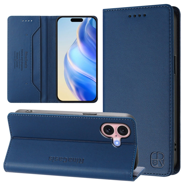 RC01 Dual-Folded Magnetic Suction RFID Leather Phone Case, For iPhone 16 Plus, For iPhone 16, For iPhone 15 Pro Max, For iPhone 15 Pro