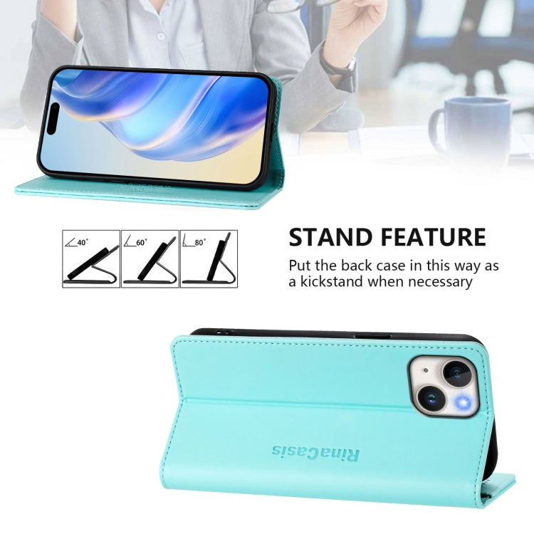 RC01 Dual-Folded Magnetic Suction RFID Leather Phone Case, For iPhone 15 Plus, For iPhone 15, For iPhone 14 Plus, For iPhone 14 / 13