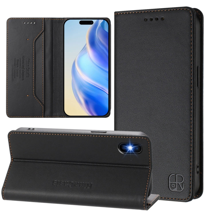 RC01 Dual-Folded Magnetic Suction RFID Leather Phone Case, For iPhone X / XS, For iPhone XR, For iPhone XS Max, For iPhone 7 Plus / 8 Plus