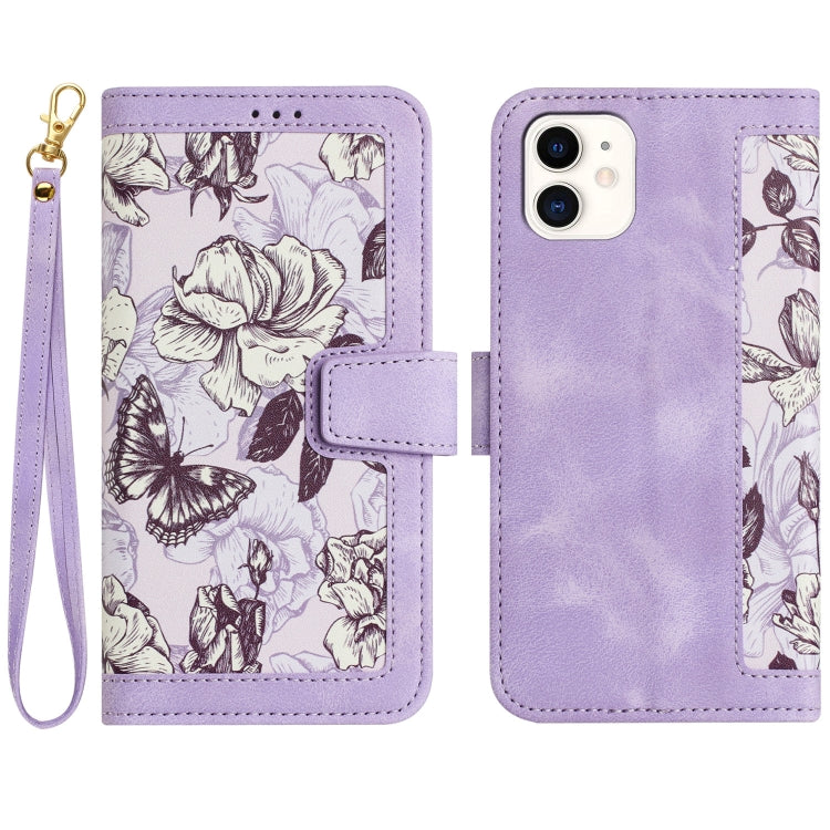 Floral Pattern Leather Phone Case with Lanyard, For iPhone 12 mini, For iPhone 11 Pro Max, For iPhone 11, For iPhone 11 Pro, For iPhone XS / X