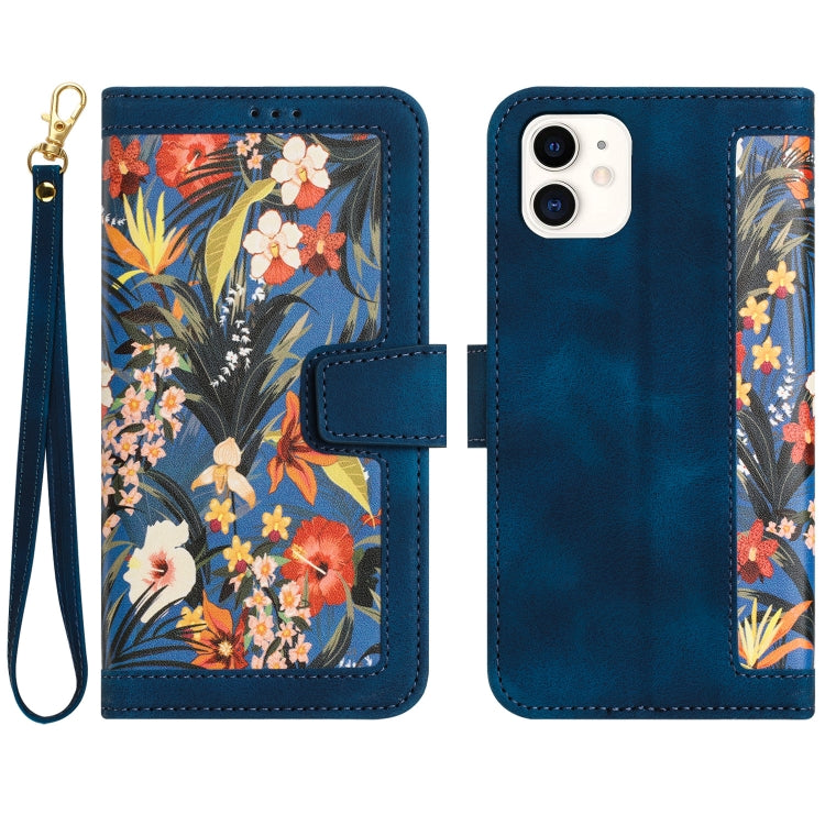 Floral Pattern Leather Phone Case with Lanyard, For iPhone 12 mini, For iPhone 11 Pro Max, For iPhone 11, For iPhone 11 Pro, For iPhone XS / X