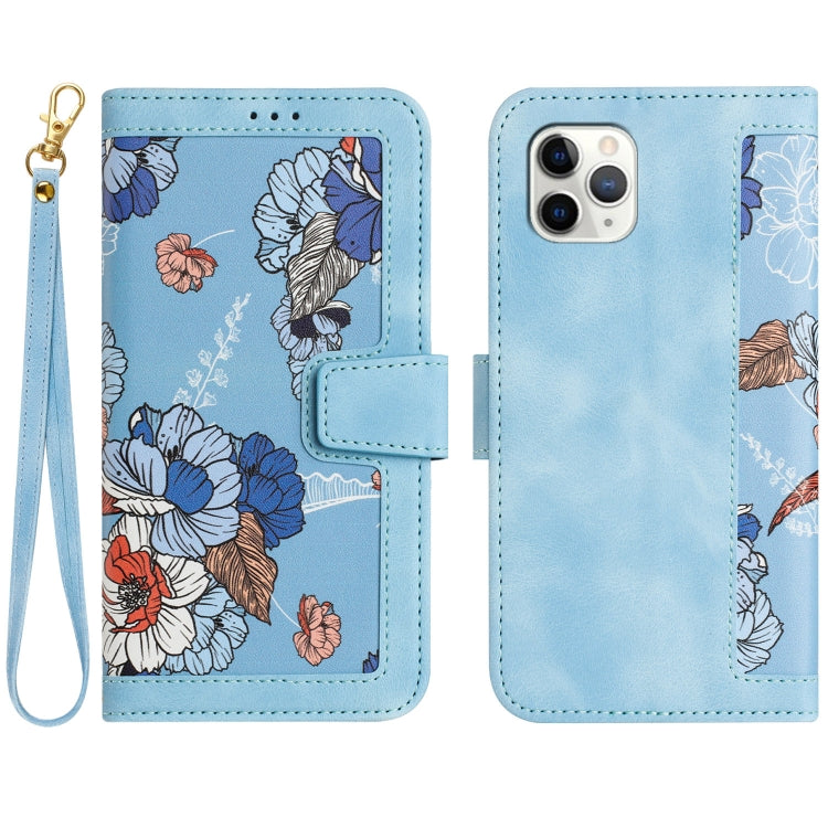 Floral Pattern Leather Phone Case with Lanyard, For iPhone 12 mini, For iPhone 11 Pro Max, For iPhone 11, For iPhone 11 Pro, For iPhone XS / X