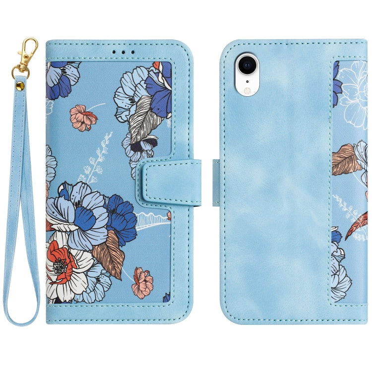 Floral Pattern Leather Phone Case with Lanyard, For iPhone XR, For iPhone XS Max, For iPhone 8 Plus / 7 Plus