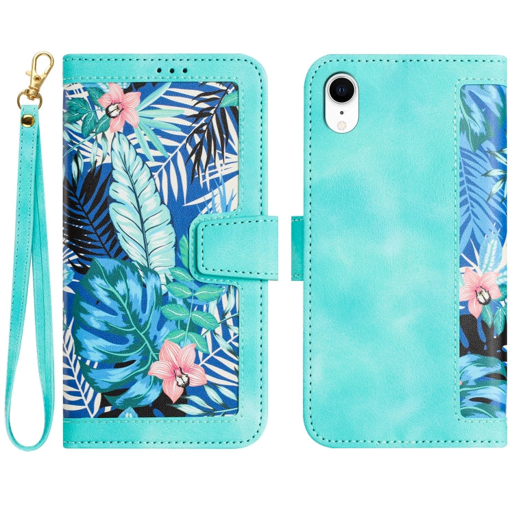 Floral Pattern Leather Phone Case with Lanyard, For iPhone XR, For iPhone XS Max, For iPhone 8 Plus / 7 Plus