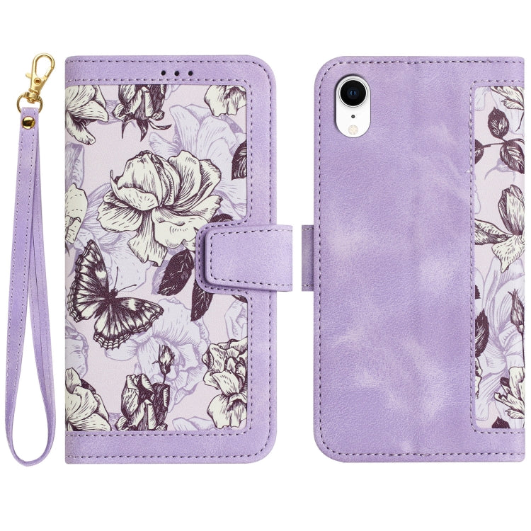 Floral Pattern Leather Phone Case with Lanyard, For iPhone XR, For iPhone XS Max, For iPhone 8 Plus / 7 Plus