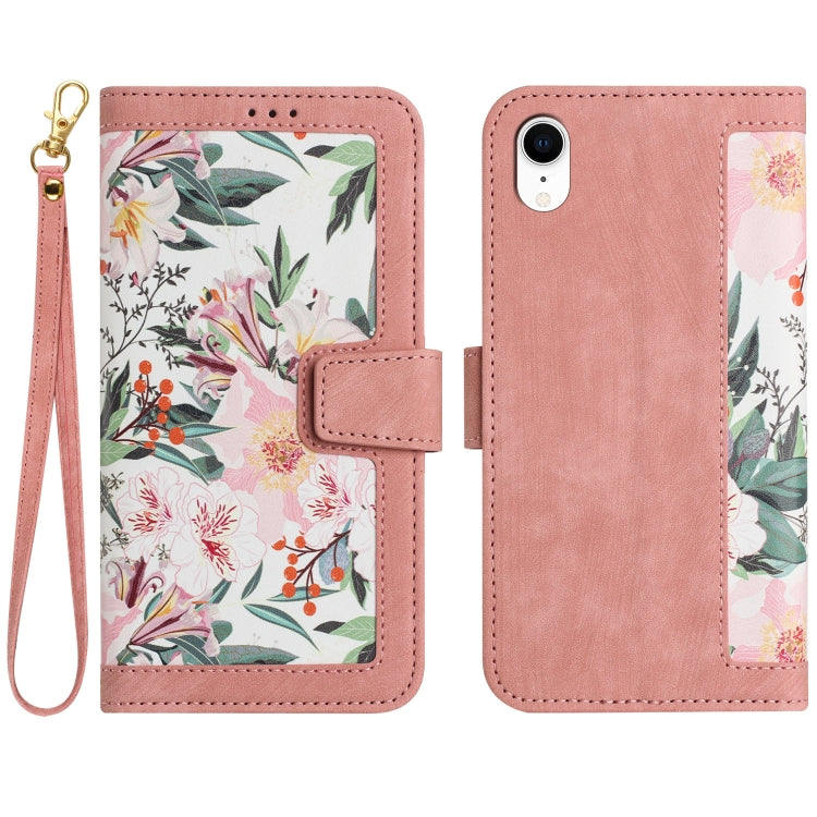 Floral Pattern Leather Phone Case with Lanyard, For iPhone XR, For iPhone XS Max, For iPhone 8 Plus / 7 Plus