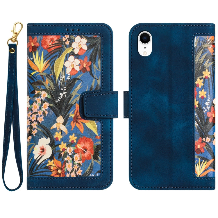 Floral Pattern Leather Phone Case with Lanyard, For iPhone XR, For iPhone XS Max, For iPhone 8 Plus / 7 Plus