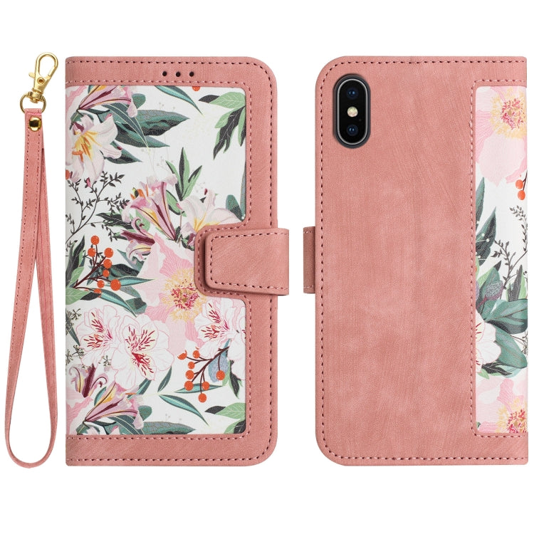 Floral Pattern Leather Phone Case with Lanyard, For iPhone XR, For iPhone XS Max, For iPhone 8 Plus / 7 Plus