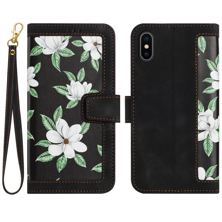 Floral Pattern Leather Phone Case with Lanyard, For iPhone XR, For iPhone XS Max, For iPhone 8 Plus / 7 Plus