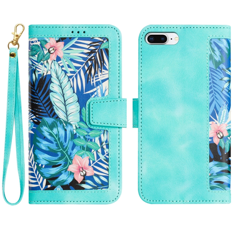 Floral Pattern Leather Phone Case with Lanyard, For iPhone XR, For iPhone XS Max, For iPhone 8 Plus / 7 Plus