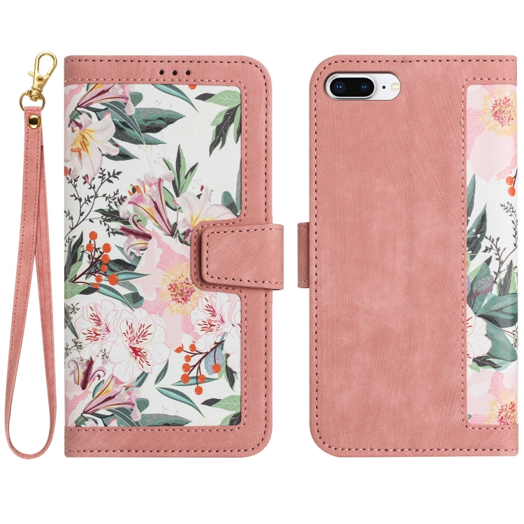 Floral Pattern Leather Phone Case with Lanyard, For iPhone XR, For iPhone XS Max, For iPhone 8 Plus / 7 Plus