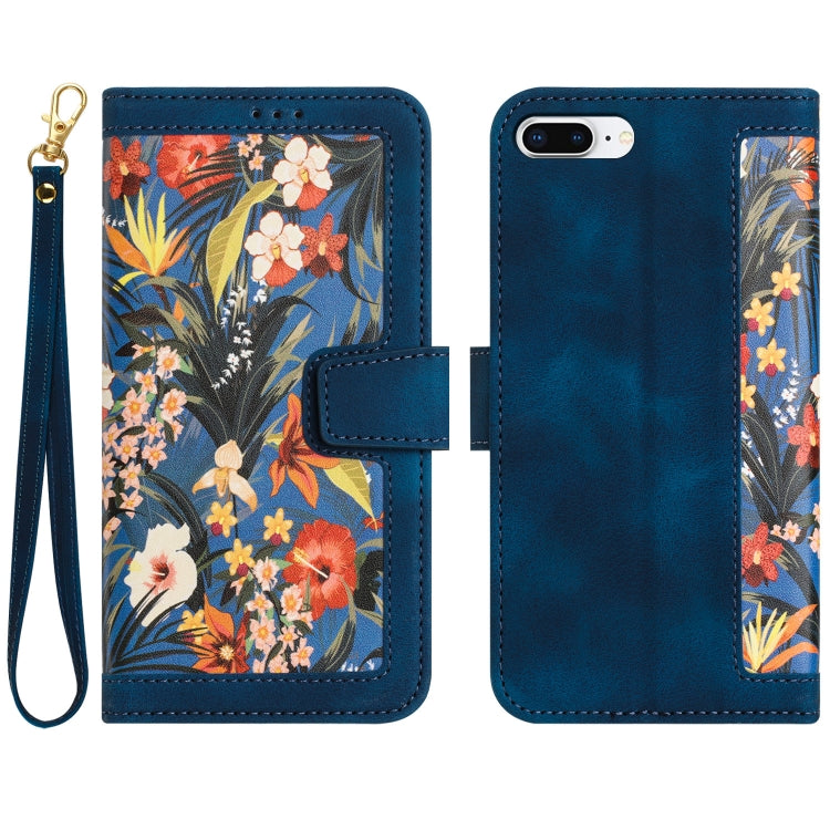 Floral Pattern Leather Phone Case with Lanyard, For iPhone XR, For iPhone XS Max, For iPhone 8 Plus / 7 Plus