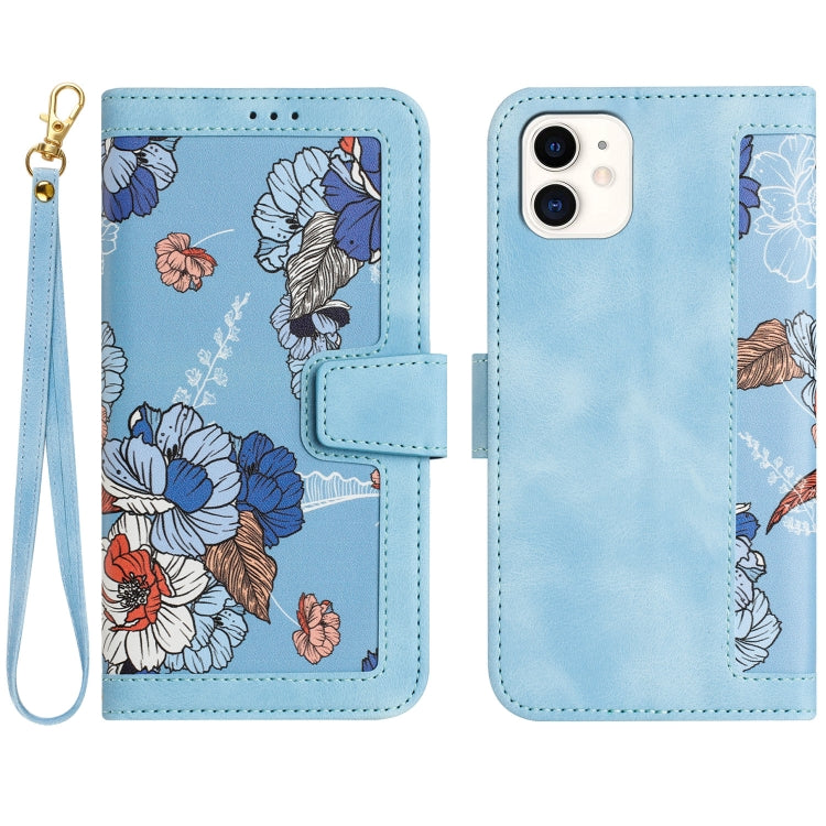 Floral Pattern Leather Phone Case with Lanyard, For iPhone 12 mini, For iPhone 11 Pro Max, For iPhone 11, For iPhone 11 Pro, For iPhone XS / X