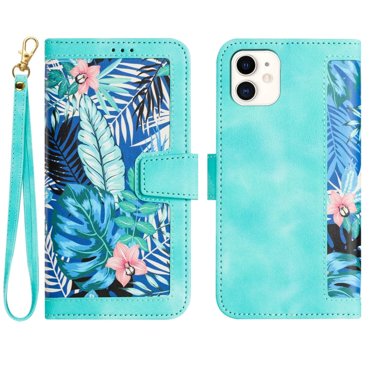 Floral Pattern Leather Phone Case with Lanyard, For iPhone 12 mini, For iPhone 11 Pro Max, For iPhone 11, For iPhone 11 Pro, For iPhone XS / X