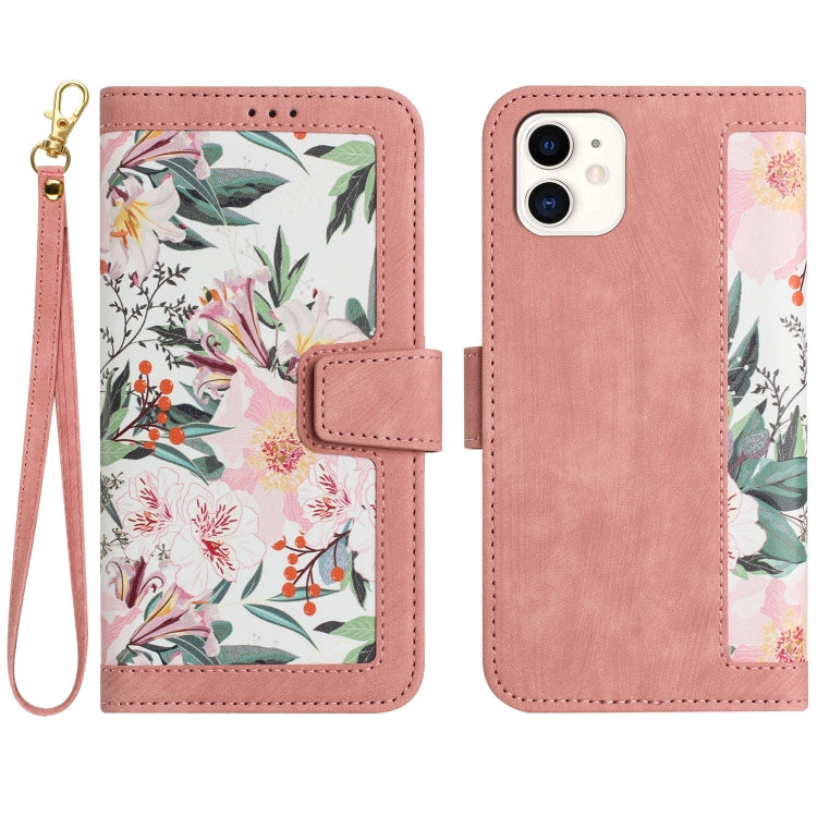 Floral Pattern Leather Phone Case with Lanyard, For iPhone 12 mini, For iPhone 11 Pro Max, For iPhone 11, For iPhone 11 Pro, For iPhone XS / X