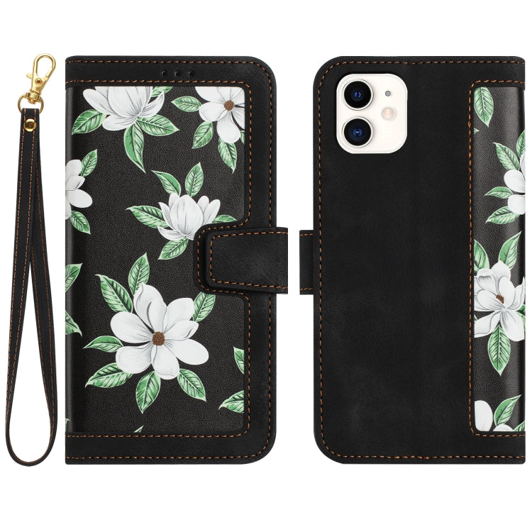 Floral Pattern Leather Phone Case with Lanyard, For iPhone 12 mini, For iPhone 11 Pro Max, For iPhone 11, For iPhone 11 Pro, For iPhone XS / X