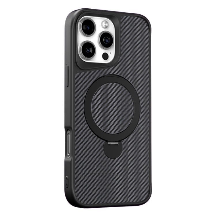 Carbon Fiber Texture 360 MagSafe Holder Phone Case, For iPhone 16 Pro Max, For iPhone 16 Pro, For iPhone 16 Plus, For iPhone 16, For iPhone 15 Pro Max, For iPhone 15 Pro, For iPhone 15 Plus / 14 Plus, For iPhone 15