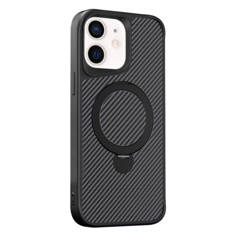 Carbon Fiber Texture 360 MagSafe Holder Phone Case, For iPhone 11, For iPhone 11 Pro