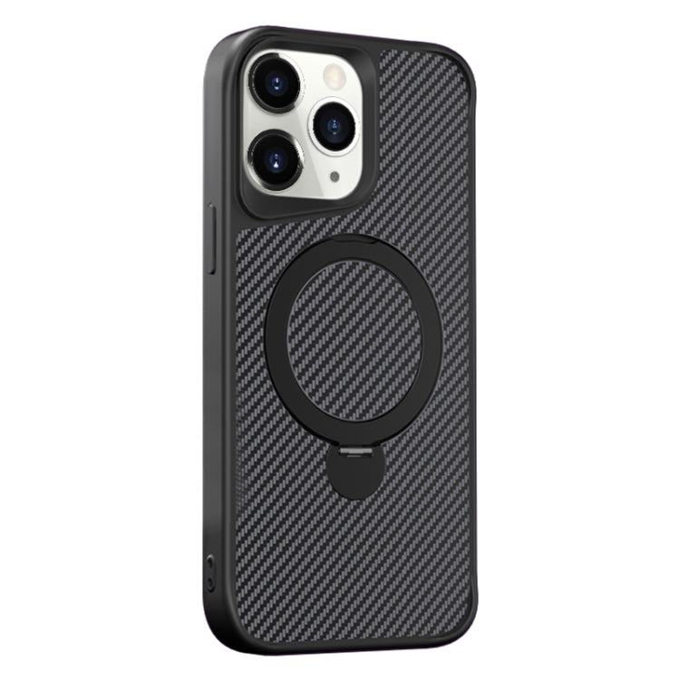 Carbon Fiber Texture 360 MagSafe Holder Phone Case, For iPhone 11, For iPhone 11 Pro