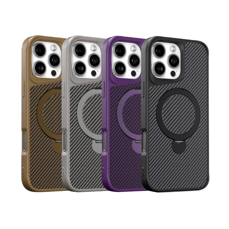 Carbon Fiber Texture 360 MagSafe Holder Phone Case, For iPhone 11, For iPhone 11 Pro