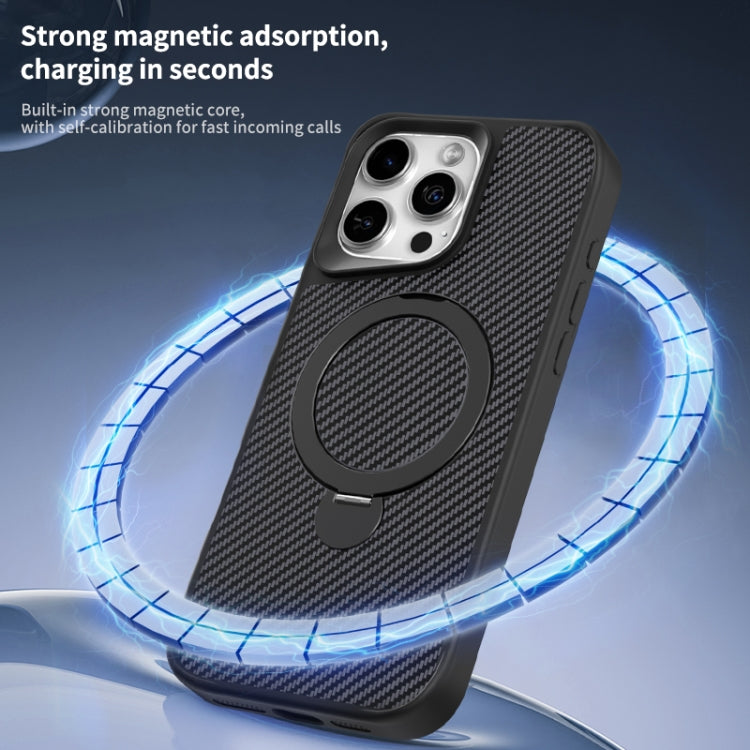 Carbon Fiber Texture 360 MagSafe Holder Phone Case, For iPhone 16 Pro Max, For iPhone 16 Pro, For iPhone 16 Plus, For iPhone 16, For iPhone 15 Pro Max, For iPhone 15 Pro, For iPhone 15 Plus / 14 Plus, For iPhone 15