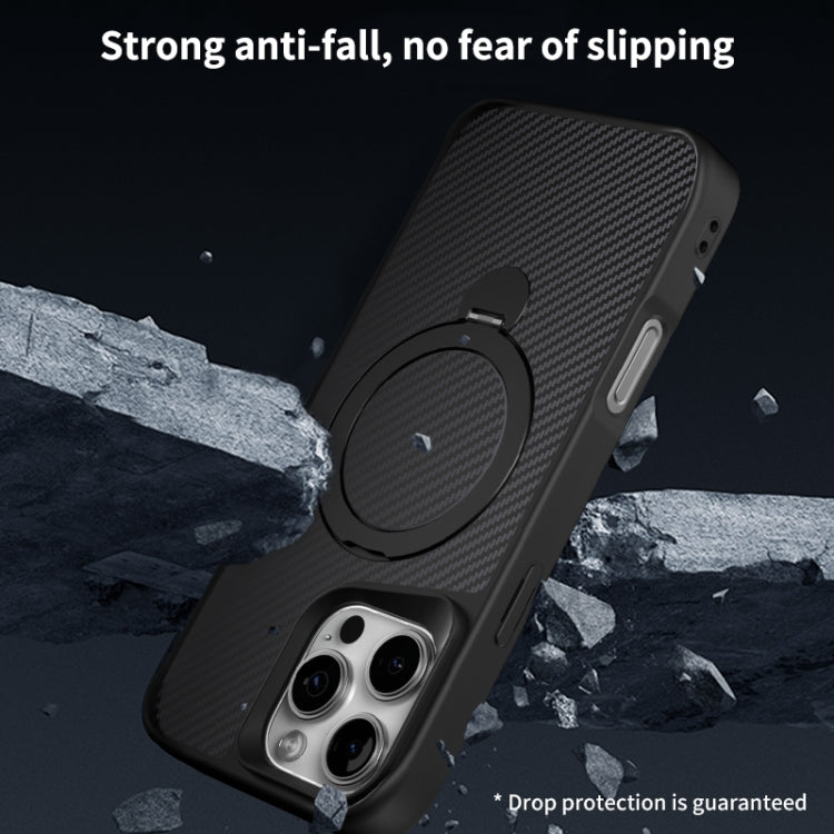 Carbon Fiber Texture 360 MagSafe Holder Phone Case, For iPhone 11, For iPhone 11 Pro