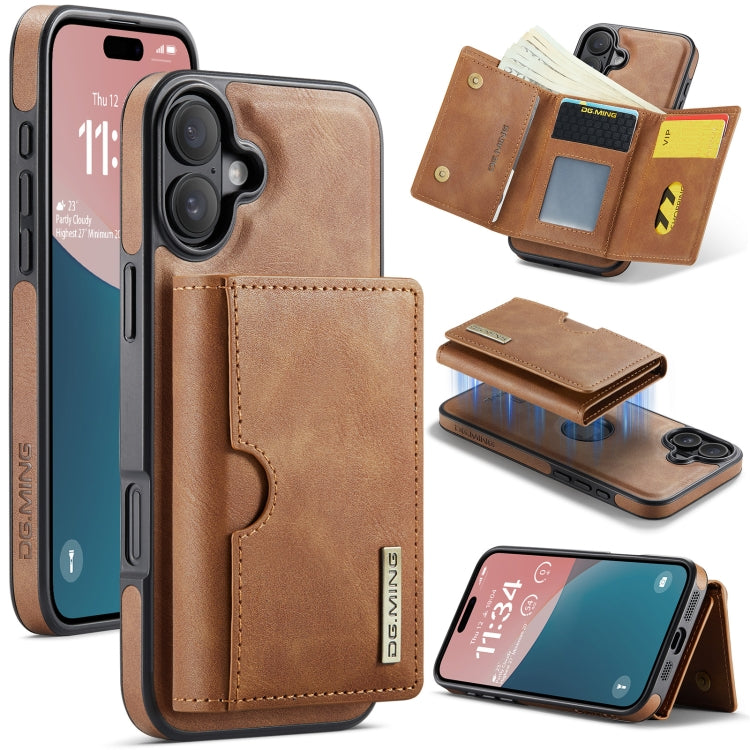 DG.MING M6 Series RFID Tri-fold Card Bag Removable Leather Phone Case, For iPhone 16 Pro Max, For iPhone 16 Pro, For iPhone 16 Plus, For iPhone 16