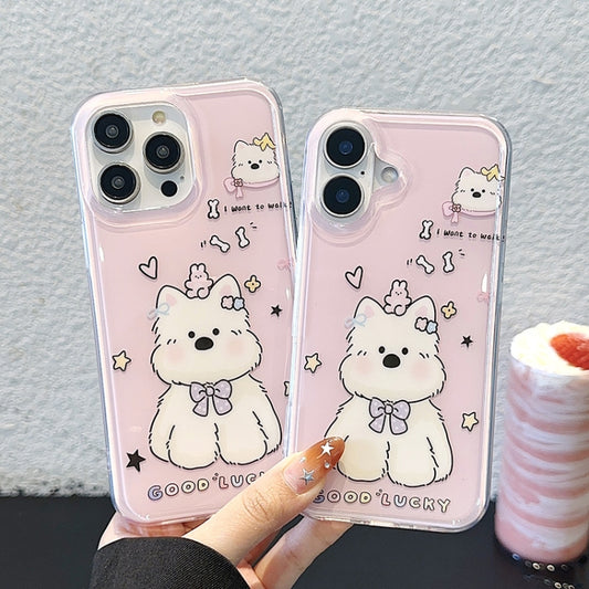 Double-sided IMD Puppy Print TPU Phone Case, For iPhone 16 Pro Max, For iPhone 16 Pro, For iPhone 16, For iPhone 15 Pro Max, For iPhone 15 Pro, For iPhone 15, For iPhone 14, For iPhone 14 Pro, For iPhone 14 Pro Max, For iPhone 13 Pro Max