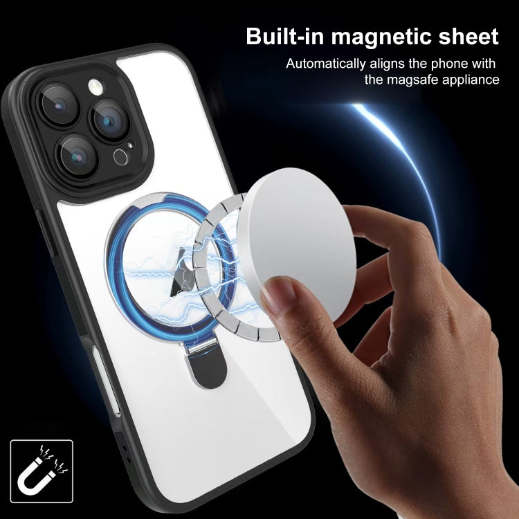 Full Coverage Lens Film MagSafe Holder Transparent Phone Case, For iPhone 16 Pro Max, For iPhone 16 Pro, For iPhone 16 Plus, For iPhone 16, For iPhone 15 Pro Max, For iPhone 15 Pro