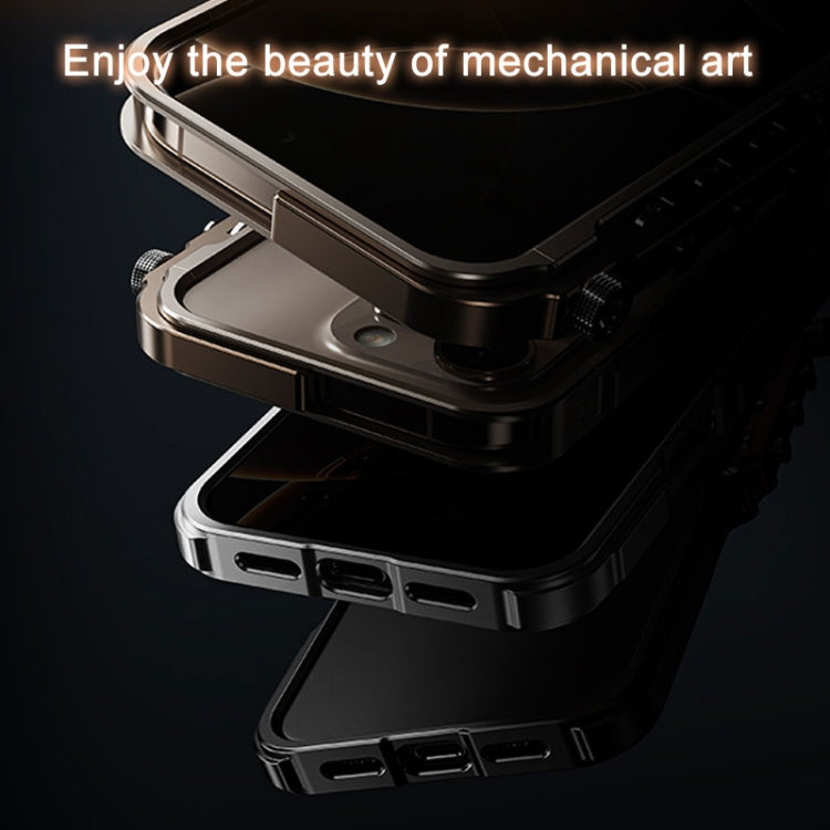 Mechanical Armor Creative Metal Frame Aluminum Alloy Phone Case, For iPhone 16 Pro Max, For iPhone 16 Pro, For iPhone 16, For iPhone 15 Pro Max, For iPhone 15 Pro, For iPhone 15