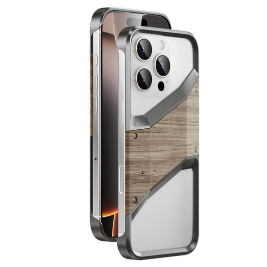 Aluminum Alloy Solid Wood Frameless Hollow Metal Phone Case, For iPhone 16 Pro Max, For iPhone 16 Pro, For iPhone 16, For iPhone 15 Pro Max, For iPhone 15 Pro, For iPhone 15