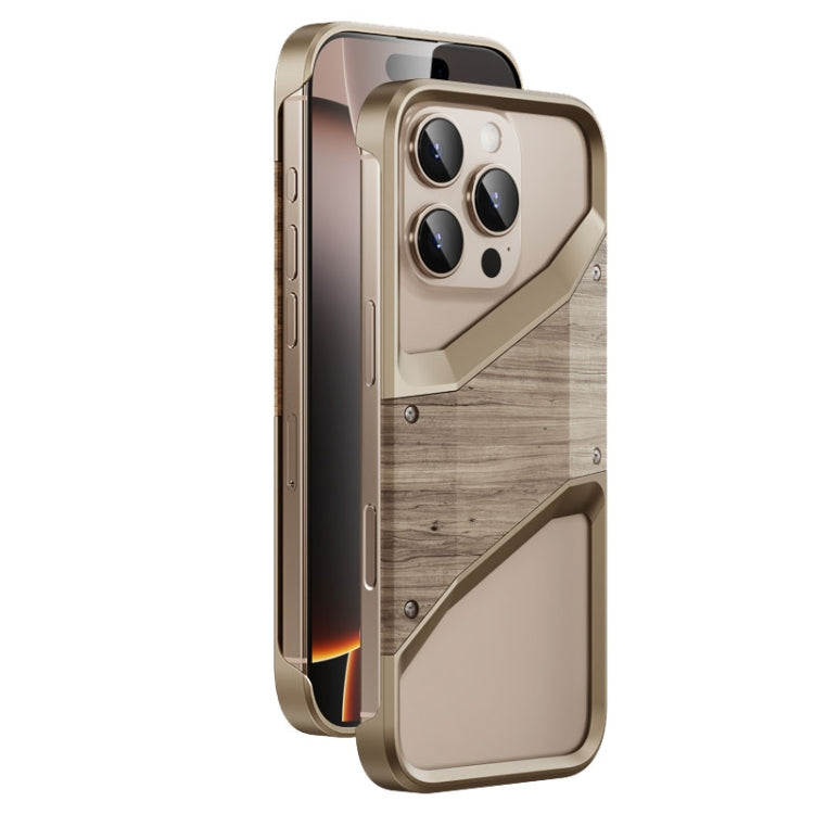 Aluminum Alloy Solid Wood Frameless Hollow Metal Phone Case, For iPhone 16 Pro Max, For iPhone 16 Pro, For iPhone 16, For iPhone 15 Pro Max, For iPhone 15 Pro, For iPhone 15